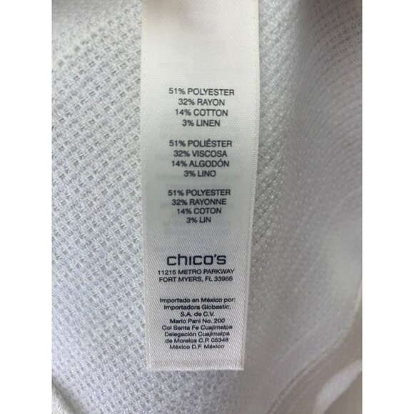 Chicos 2 Linen Blend Cardigan Womens  L 12/14 Beige/White Polka Dot Long Open - Picture 4 of 13